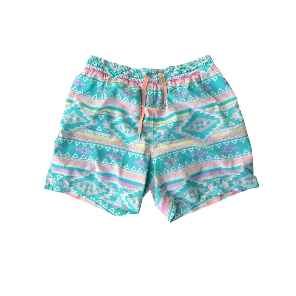 Chubbies Swim Trunks Size Large Geometric Aztec Print Lined Board Shorts FLAW
